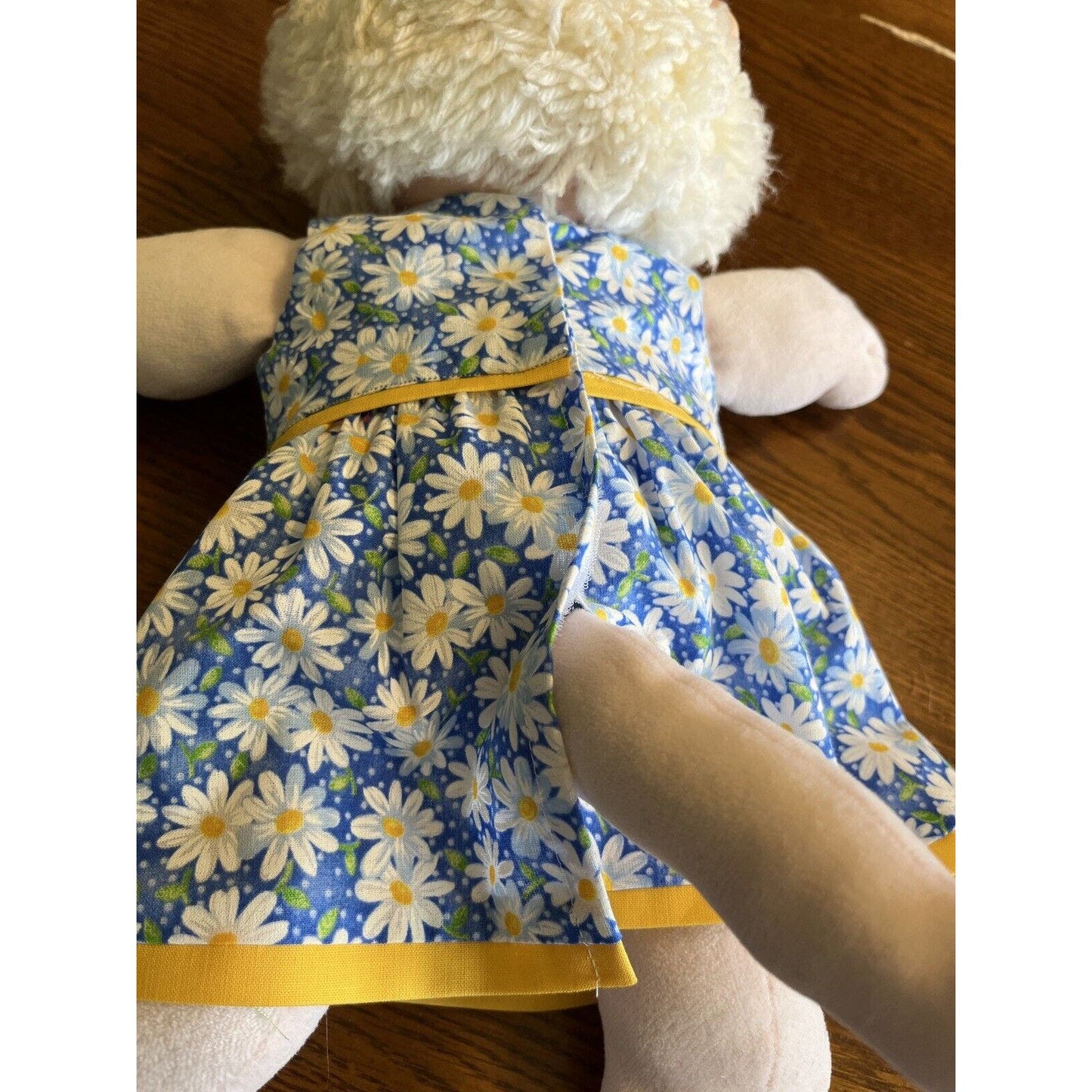 1980s Cabbage Patch Kid White Koosas Puppy Dog Pink Body Blue Eyes Daisy Dress