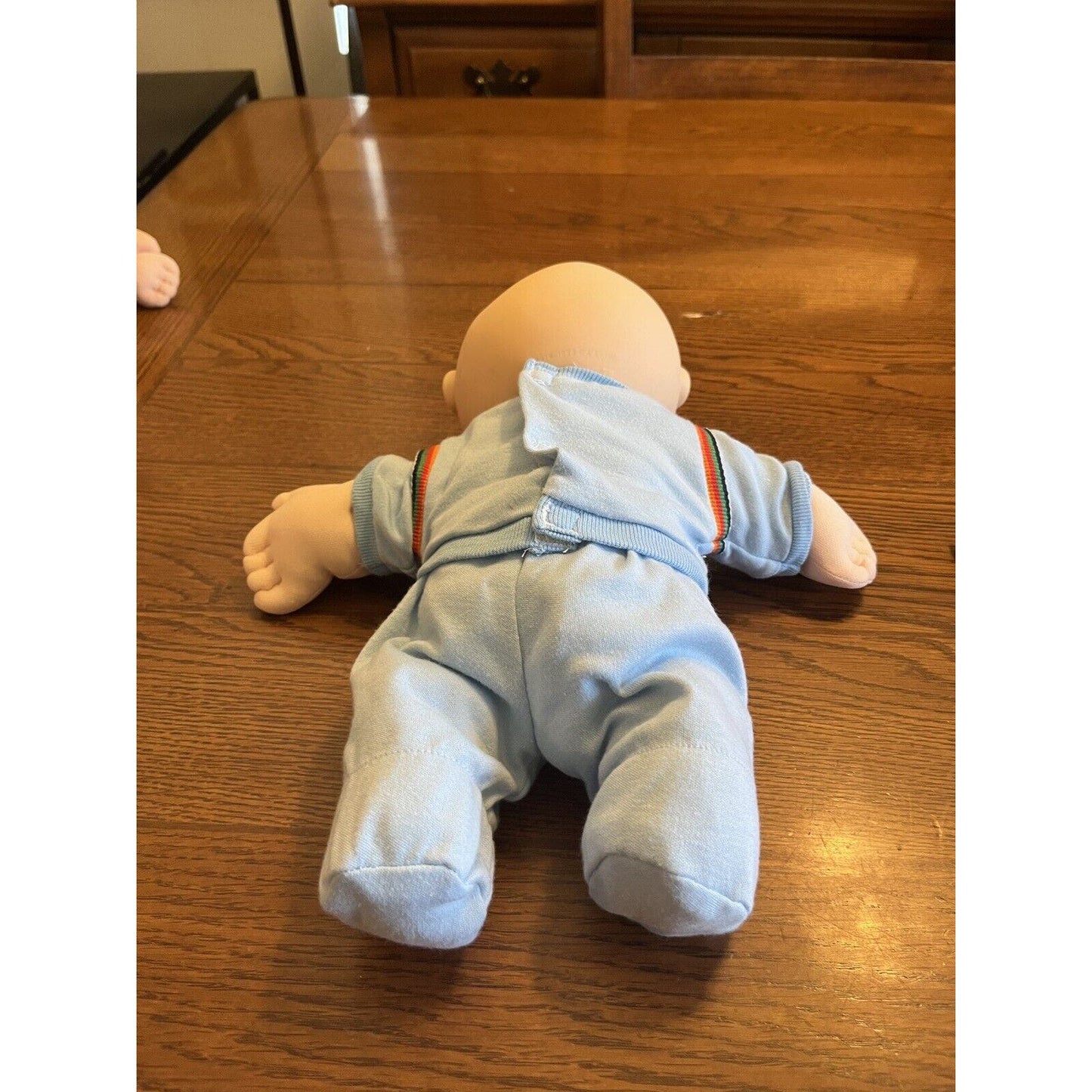 1980s Cabbage Patch Kid Bean Butt Baby BBB Bald Blue Eyes Teddy Bear Car Outfit