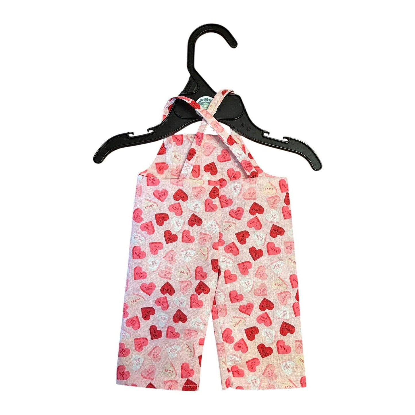 Handmade Overalls For Cabbage Patch Kid 16” Doll - Valentine Conversation Hearts