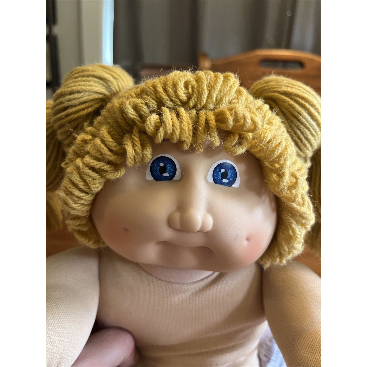1980s Cabbage Patch Kid Blonde Pigtails Blue Eyes HM2 Strawberry Patch Dress