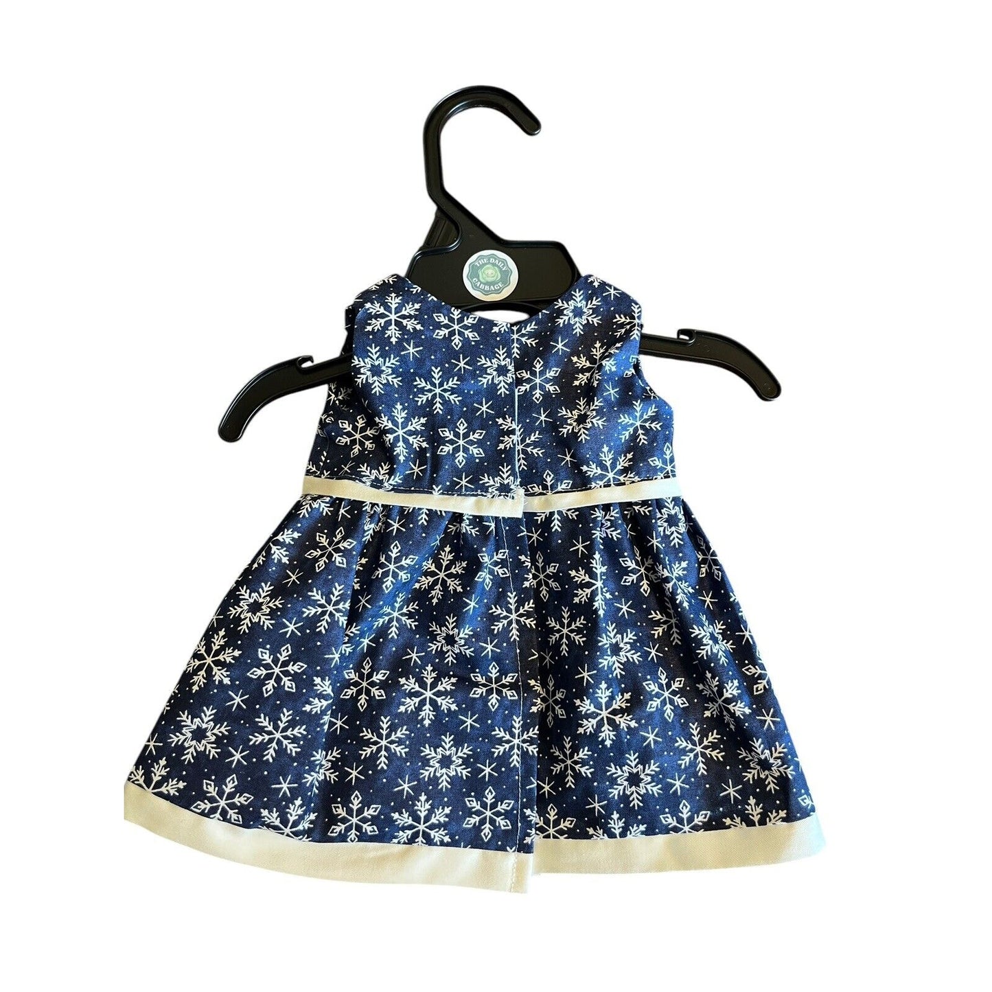 Handmade Dress For Cabbage Patch Kid 16” Doll - Dark Blue Snowflake Patch Winter