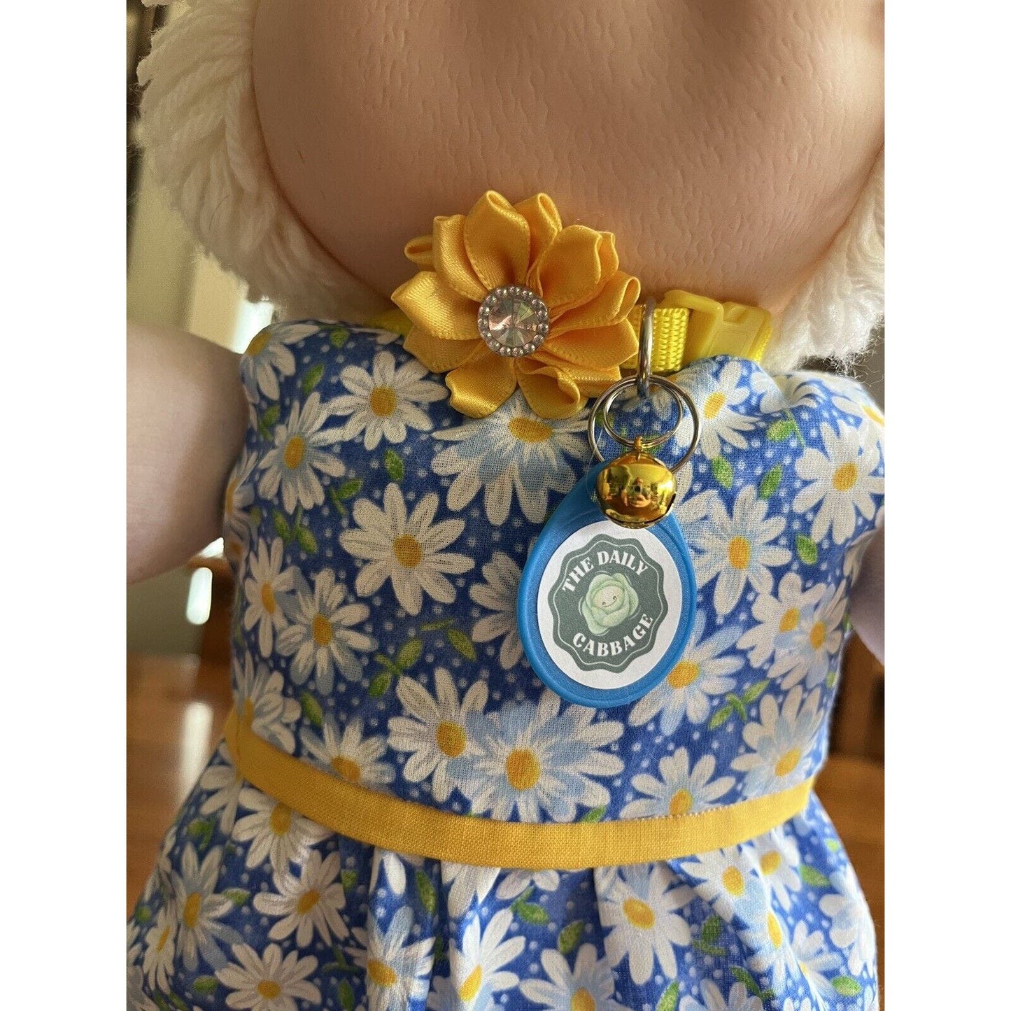 1980s Cabbage Patch Kid White Koosas Puppy Dog Pink Body Blue Eyes Daisy Dress
