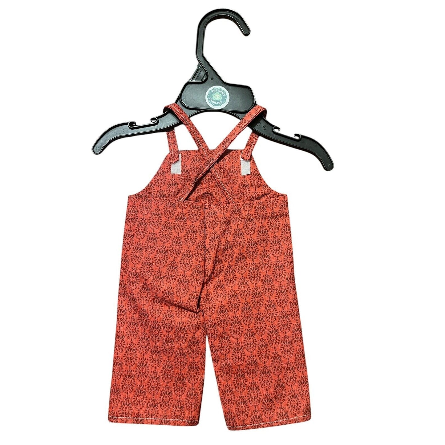 Handmade Overalls For Cabbage Patch Kid 16” Doll - Butterfly Rust Scroll Pattern