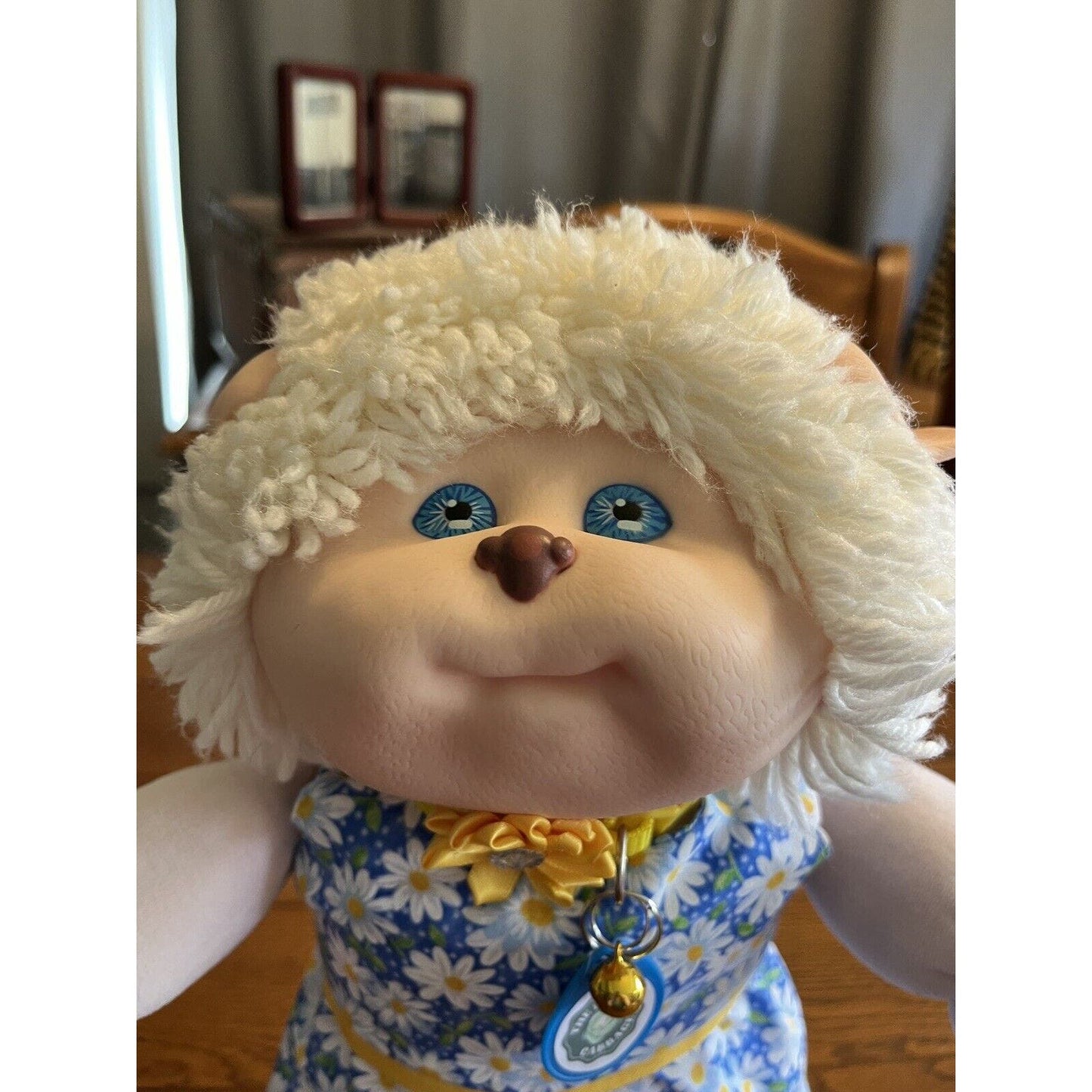 1980s Cabbage Patch Kid White Koosas Puppy Dog Pink Body Blue Eyes Daisy Dress