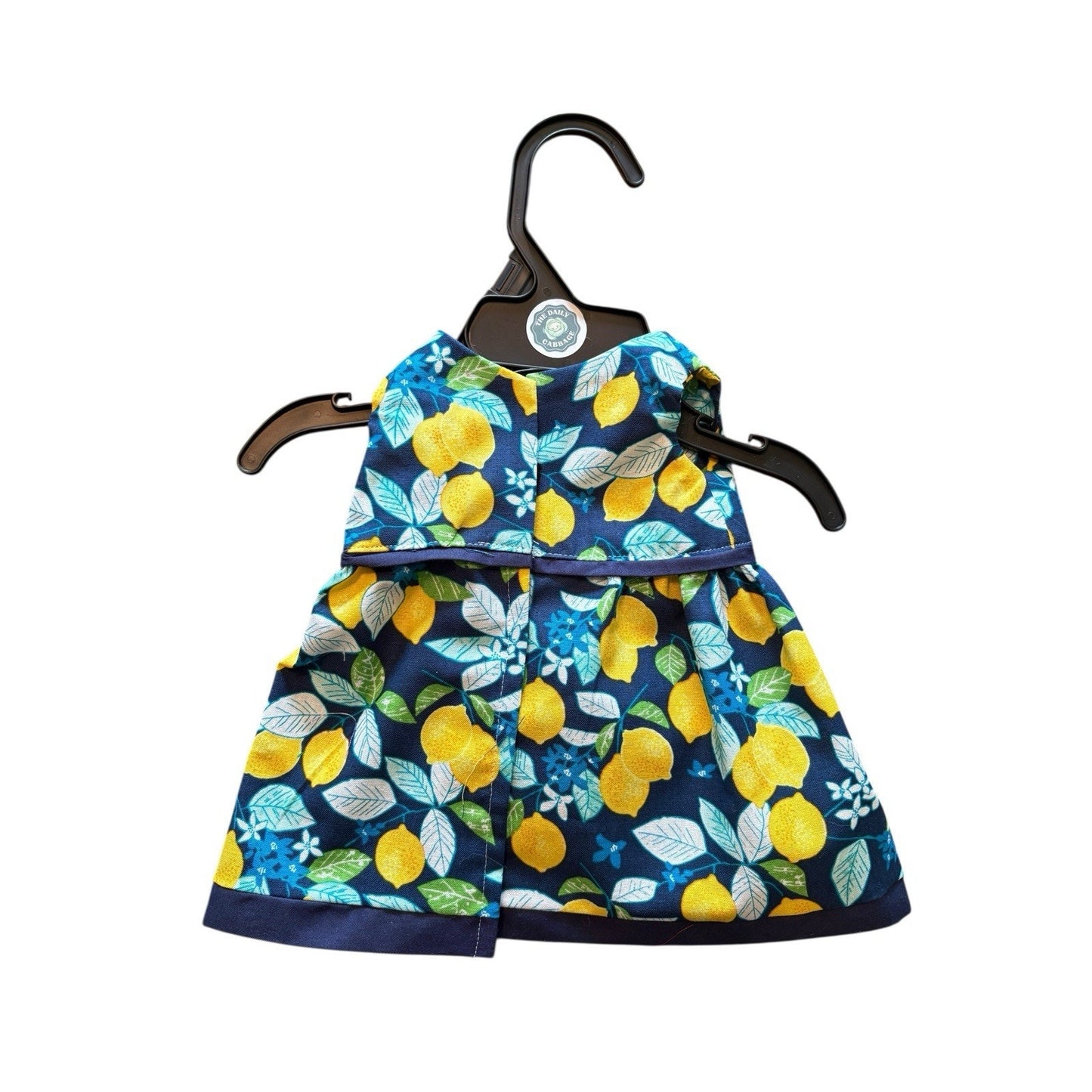 Handmade Dress For Cabbage Patch Kid 16” Doll - Lemons Navy Blue Yellow
