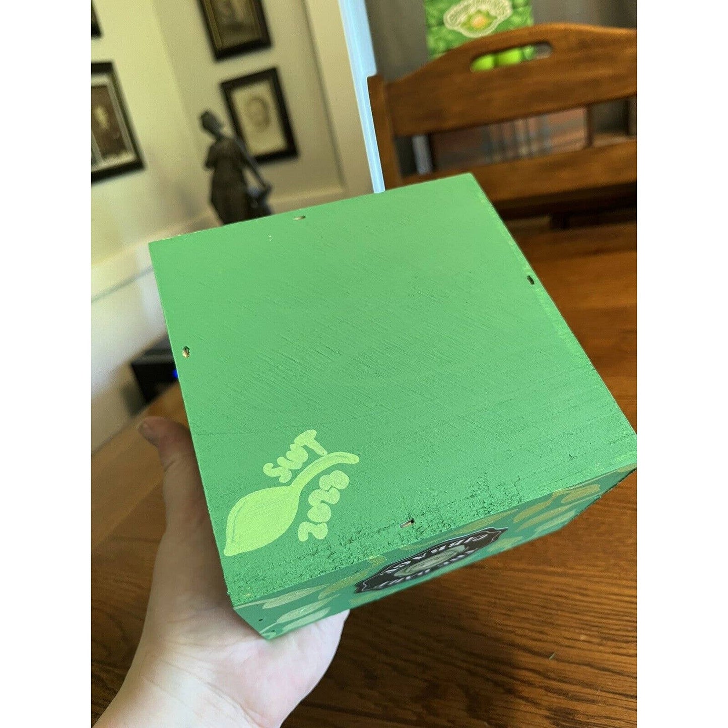 Custom Painted The Daily Cabbage Green Wood Storage Crate Vines Patch Kid