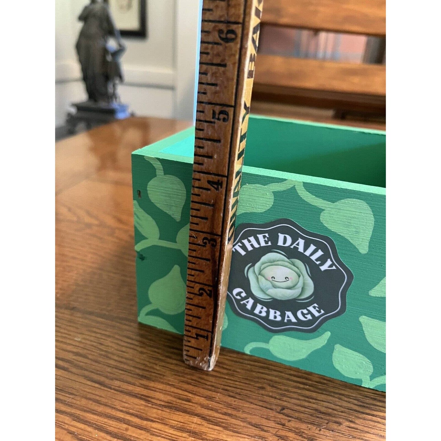 Custom Painted The Daily Cabbage Green Wood Storage Crate Vines Patch Kid