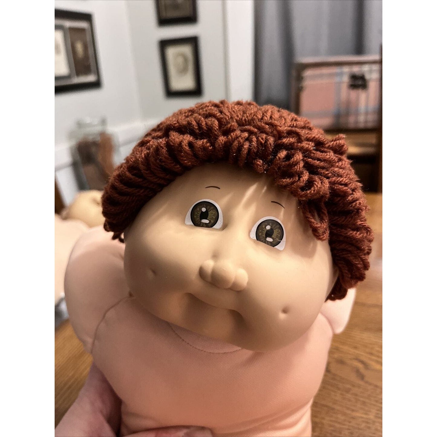 1980s Cabbage Patch Kid Brown Hair & Eyes Pastel Donuts Footie Pajamas & Bow