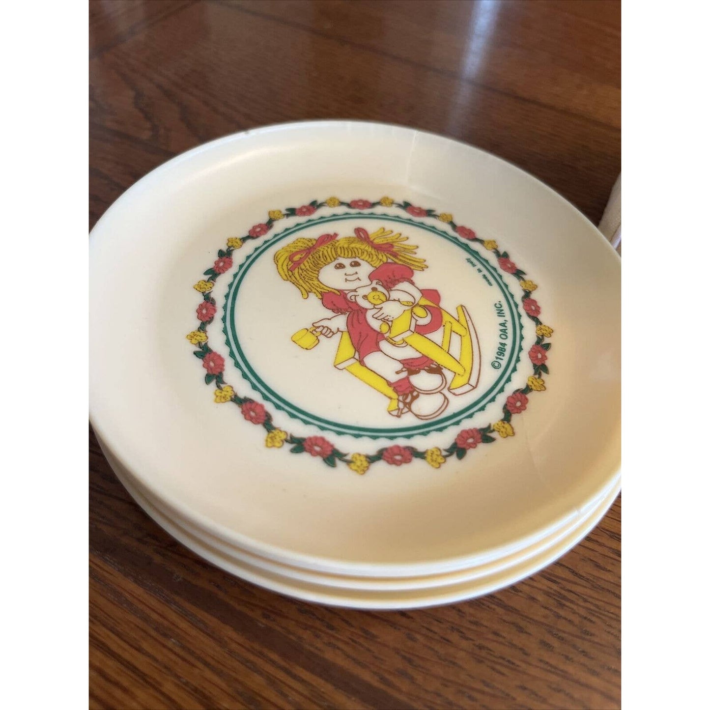 Cabbage Patch Kids Small Plastic Tea Set Plates (4) 1984 For Dolls Or Children