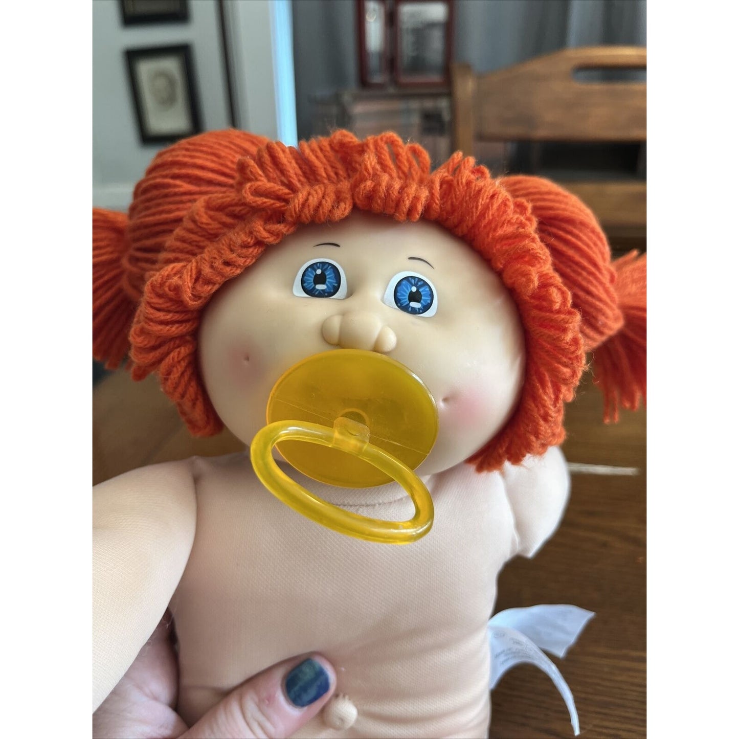 1980s Cabbage Patch Kid Red Pigtails Blue Eyes Paci IC1 Watermelon Overalls Cute