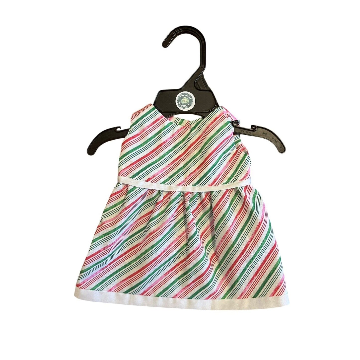 Handmade Dress For Cabbage Patch Kid 16” Doll - Candy Cane Stripes Christmas
