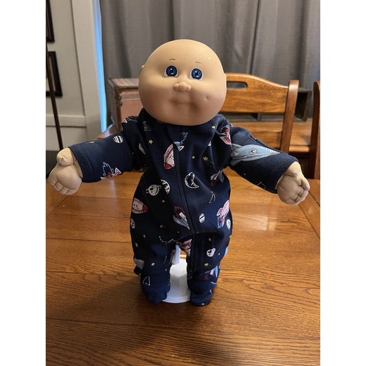 1980s Cabbage Patch Kid Bald Blue Eyes OK Outer Space Rocket Footie Pajamas