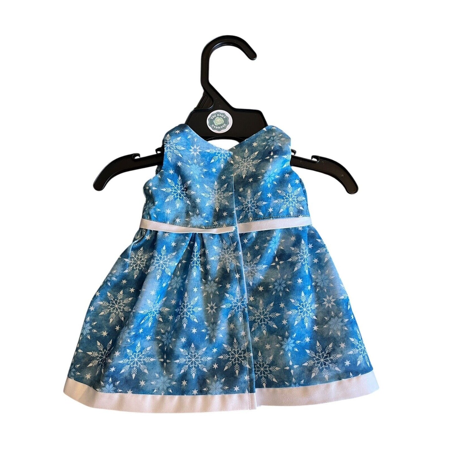 Handmade Dress For Cabbage Patch Kid 16” Doll Light Blue Snowflake Patch Winter