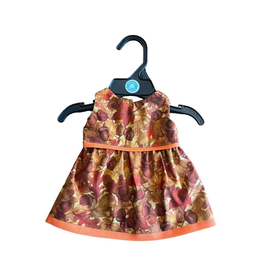 Handmade Dress For Cabbage Patch Kid 16” Doll Autumn Orange Fall Leaves Acorns