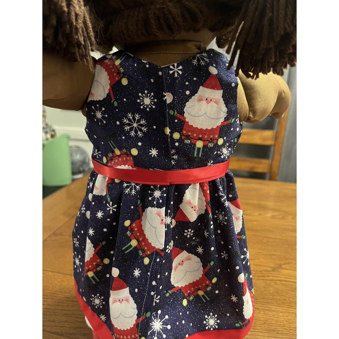 1980s Cabbage Patch Kid African American Girl Santa Snowflake Christmas Dress