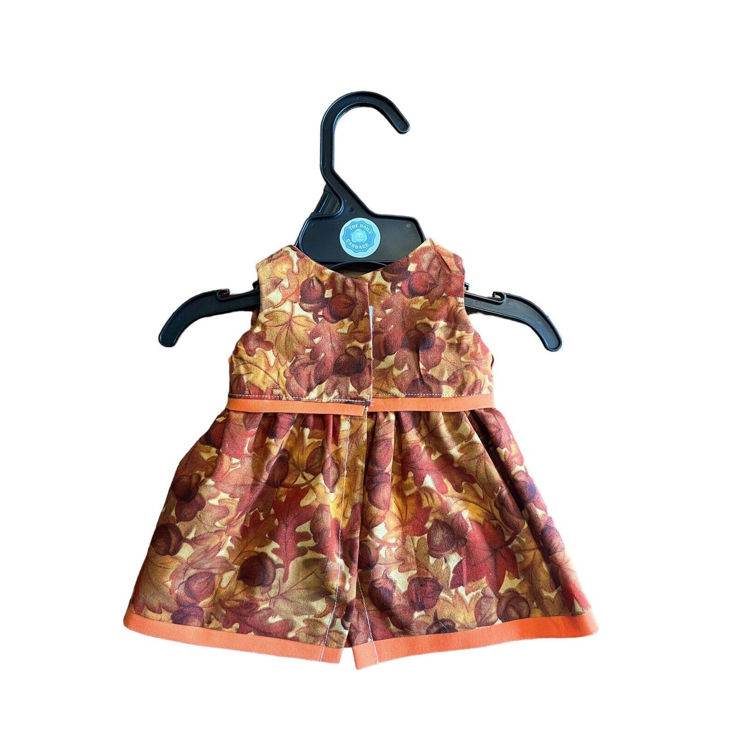 Handmade Dress For Cabbage Patch Kid 16” Doll Autumn Orange Fall Leaves Acorns