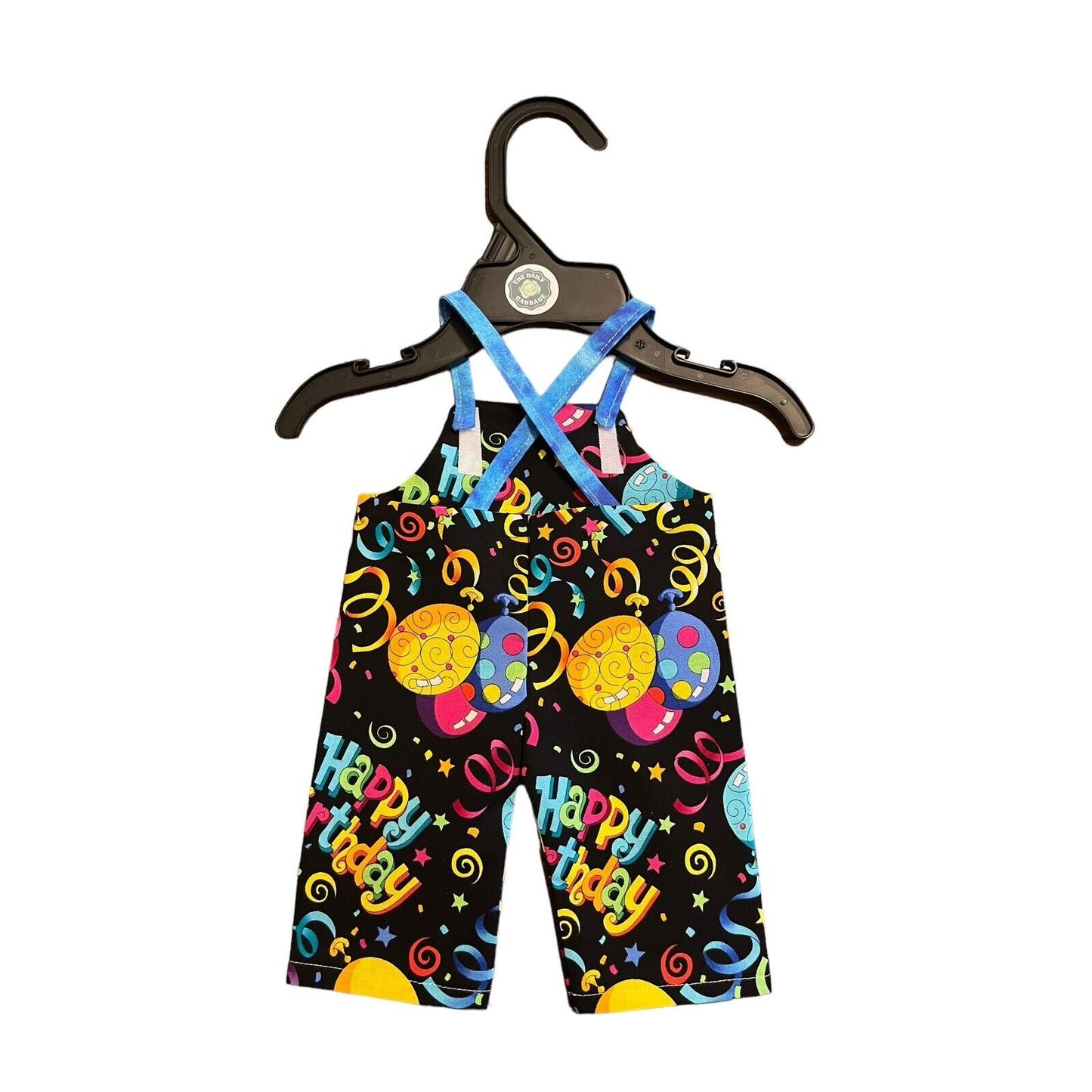 Handmade Overalls For Cabbage Patch Kid 16” Doll - Happy Birthday Balloons