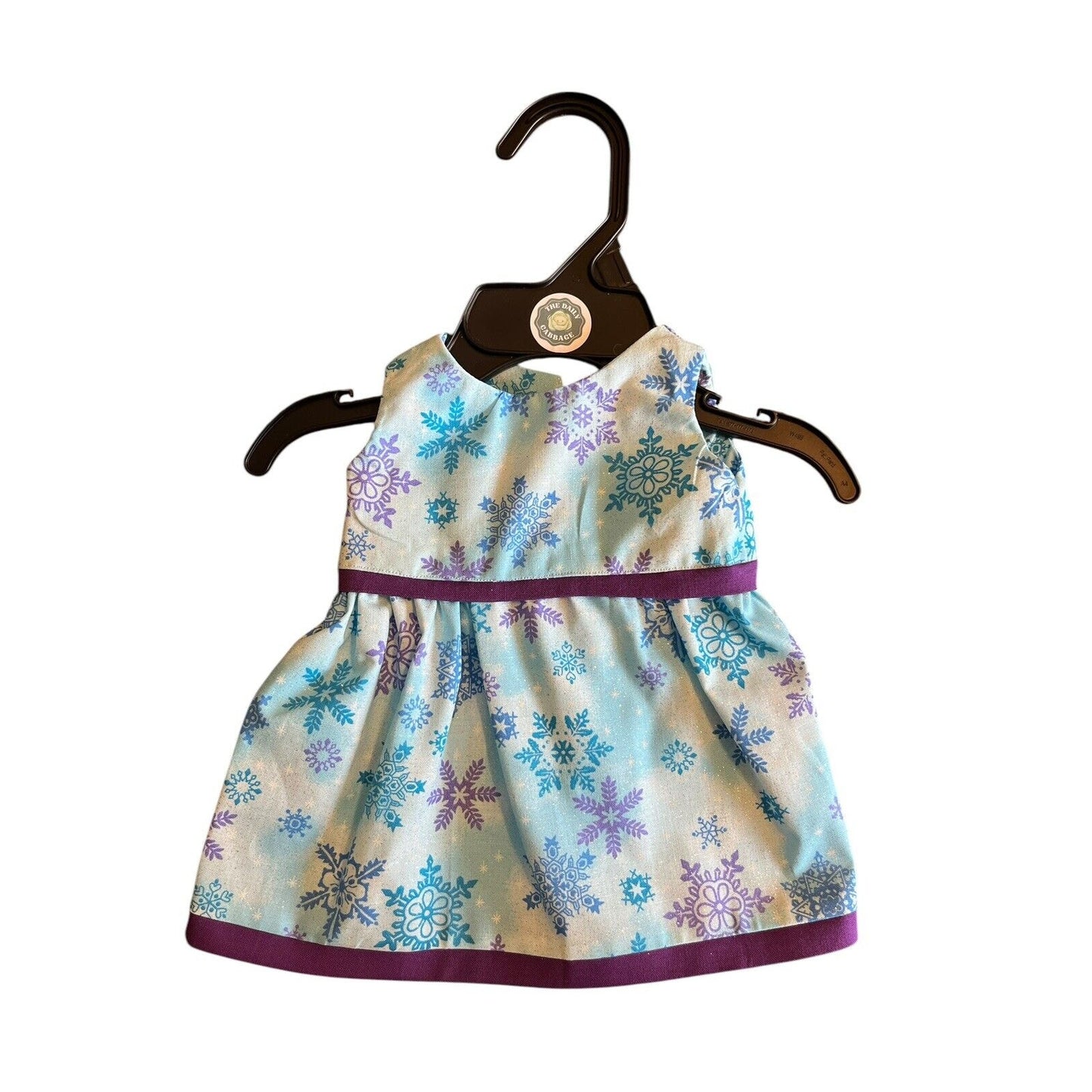 Handmade Dress For Cabbage Patch Kid 16” Doll - Purple Blue Winter Snowflake