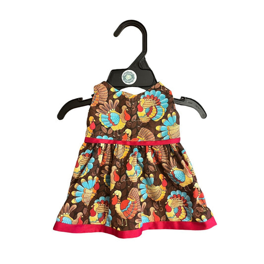 Handmade Dress For Cabbage Patch Kid 16” Doll - Thanksgiving Turkey Red Trim