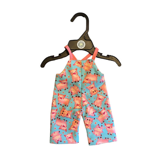 Handmade Overalls For Cabbage Patch Kid 16” Doll - Pink Pigs Soft Flannel
