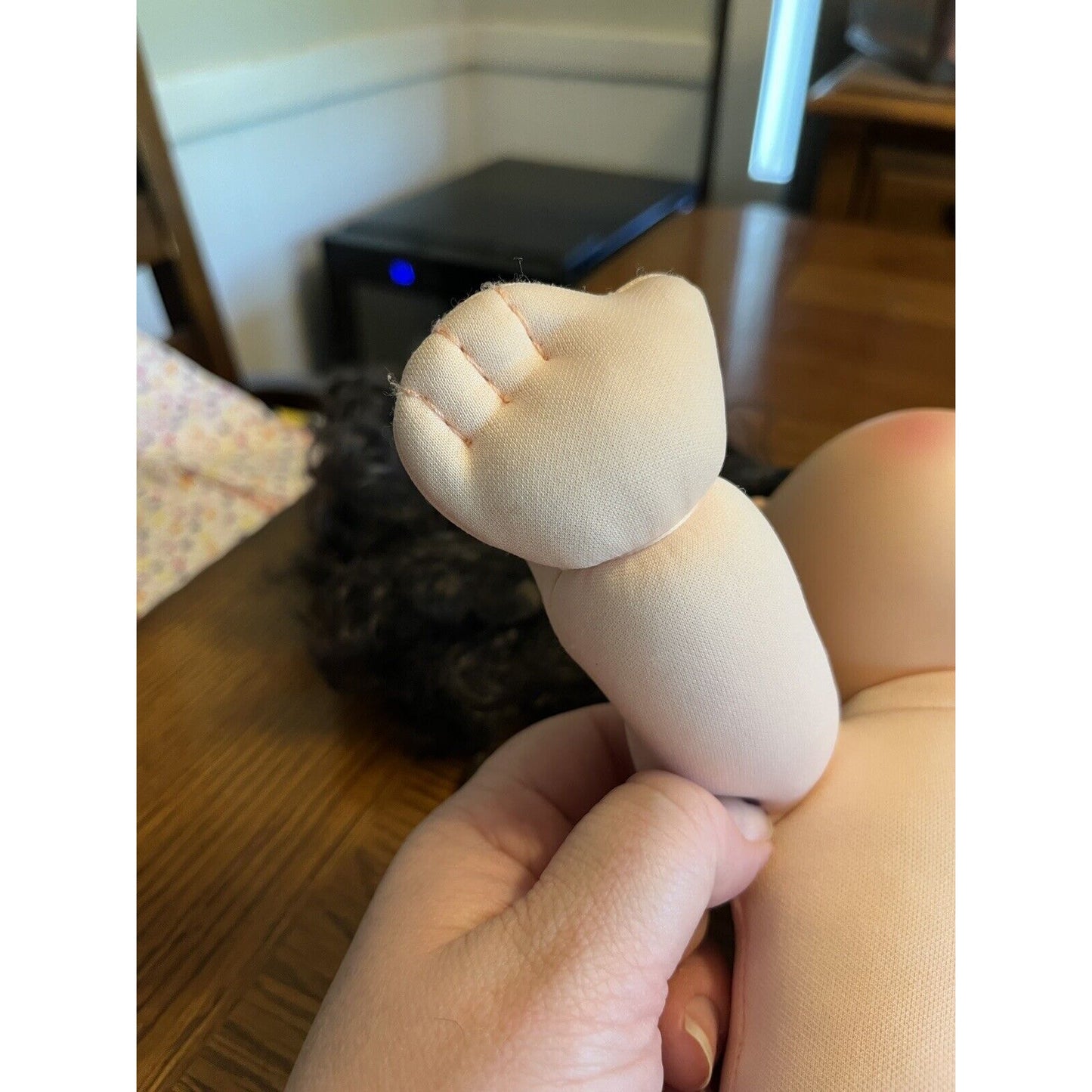 2020 Cabbage Patch Kid Black Curly Hair Blue Eyes Leopard Shirt Headphones