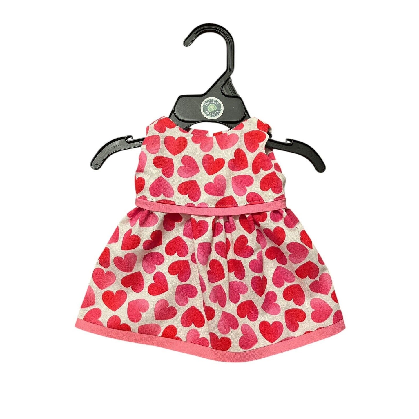 Handmade Dress For Cabbage Patch Kid 16” Doll - Pink White Valentine Sweetheart