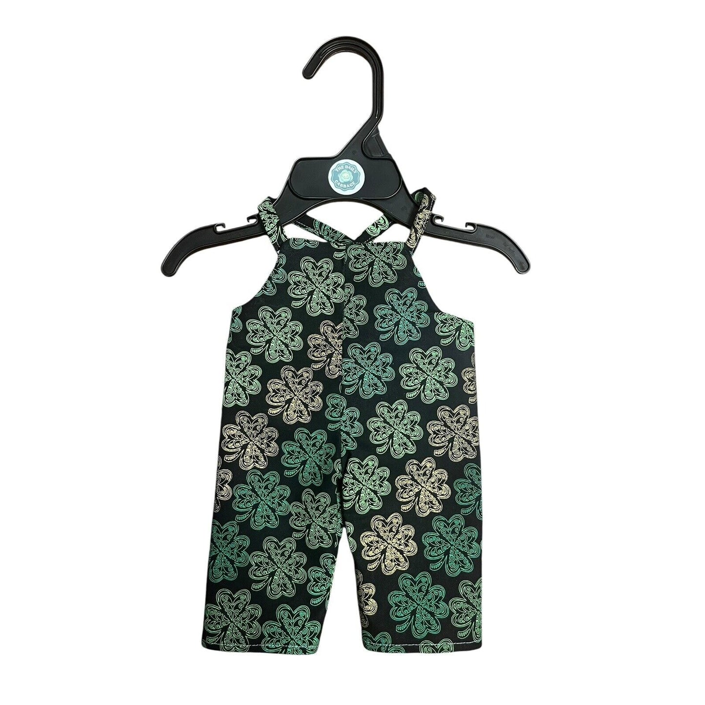 Handmade Overalls For Cabbage Patch Kid 16” Doll St Patrick Gold Green Shamrocks