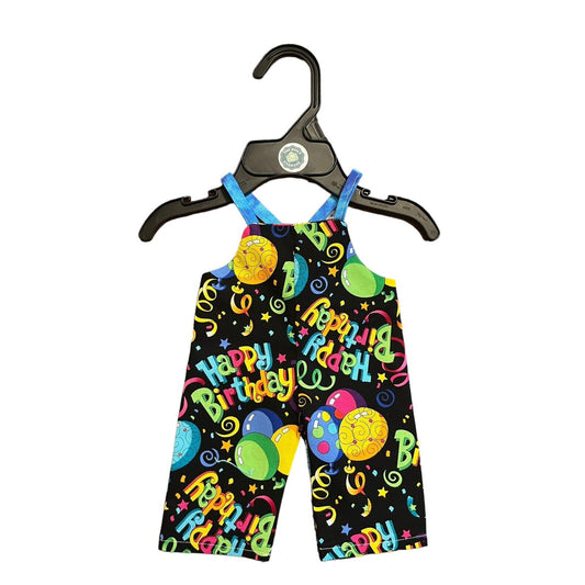 Handmade Overalls For Cabbage Patch Kid 16” Doll - Happy Birthday Balloons