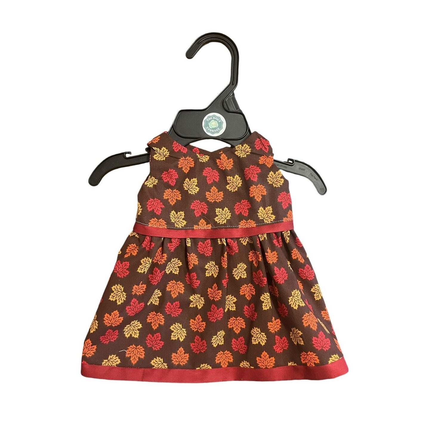 Handmade Dress For Cabbage Patch Kid 16” Doll - Autumn Fall Leaves Orange Brown