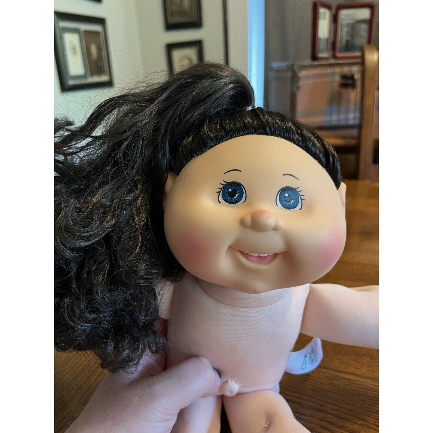 2020 Cabbage Patch Kid Black Curly Hair Blue Eyes Leopard Shirt Headphones