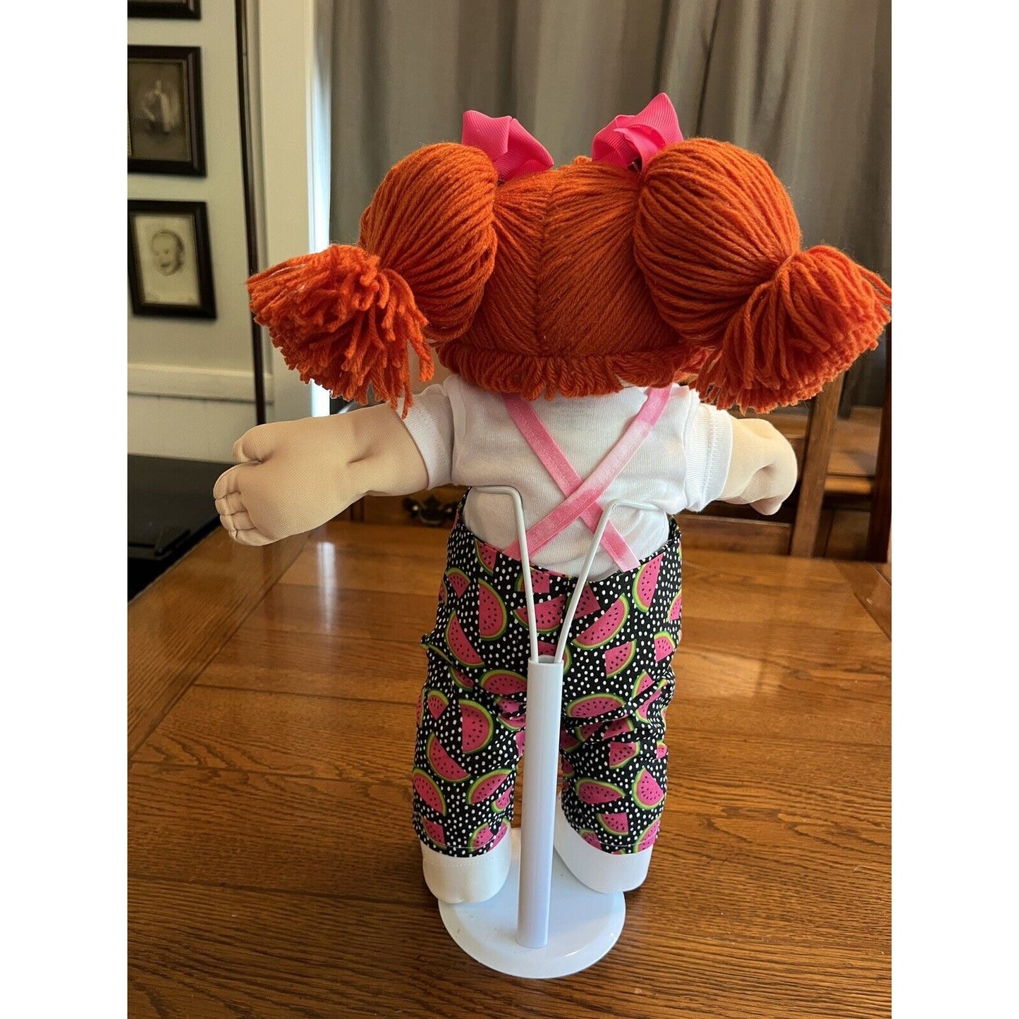 1980s Cabbage Patch Kid Red Pigtails Blue Eyes Paci IC1 Watermelon Overalls Cute