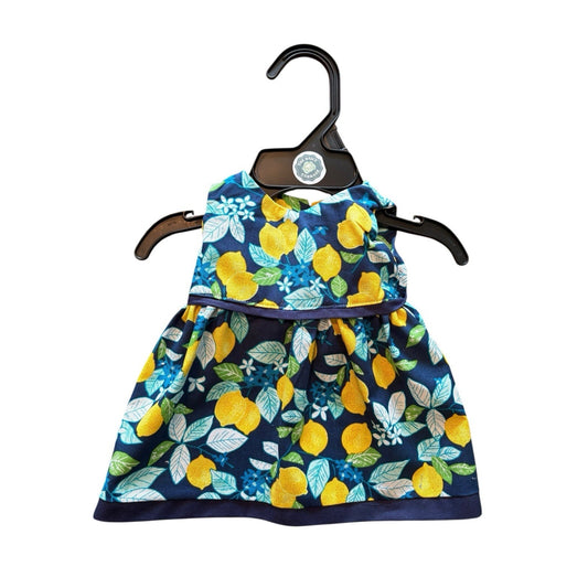 Handmade Dress For Cabbage Patch Kid 16” Doll - Lemons Navy Blue Yellow