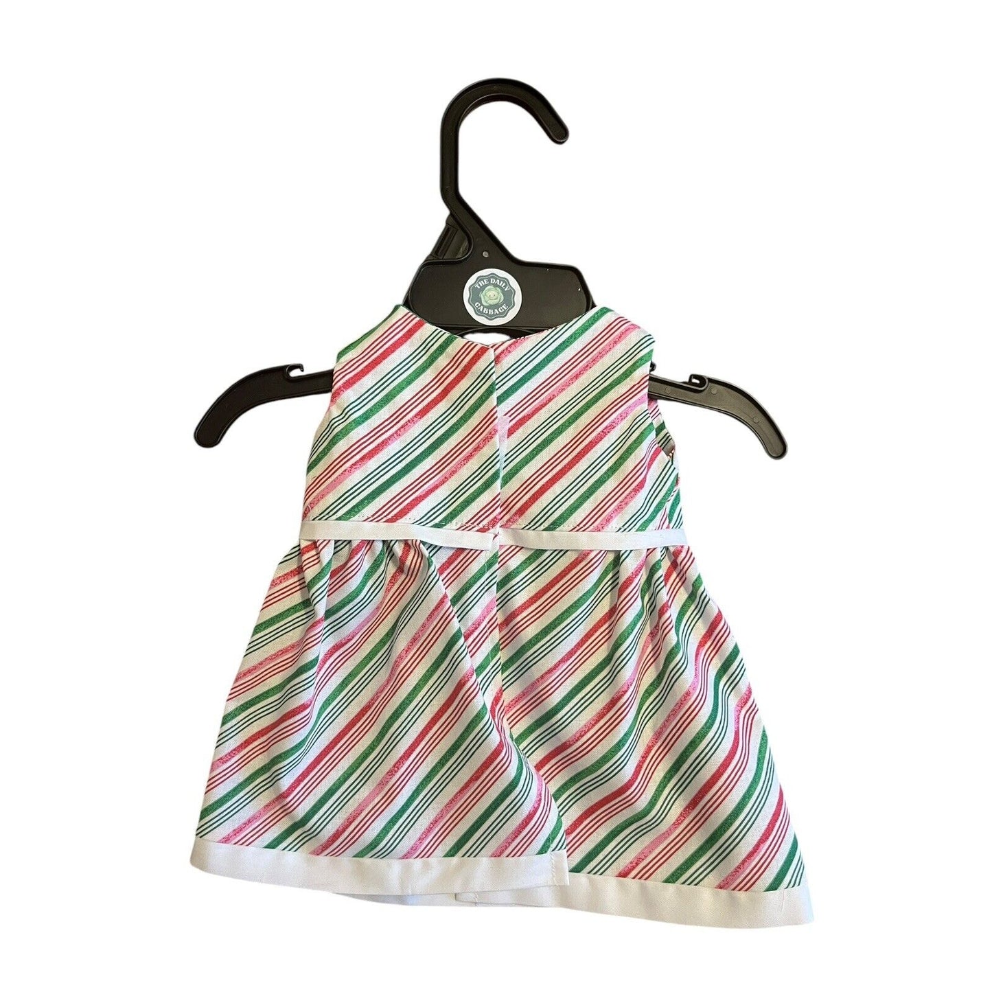 Handmade Dress For Cabbage Patch Kid 16” Doll - Candy Cane Stripes Christmas