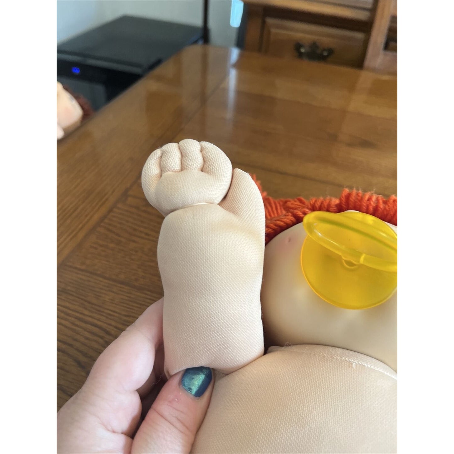 1980s Cabbage Patch Kid Red Pigtails Blue Eyes Paci IC1 Watermelon Overalls Cute