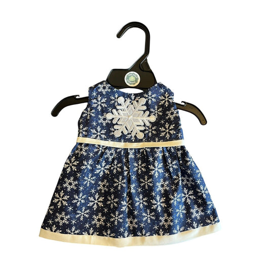 Handmade Dress For Cabbage Patch Kid 16” Doll - Dark Blue Snowflake Patch Winter