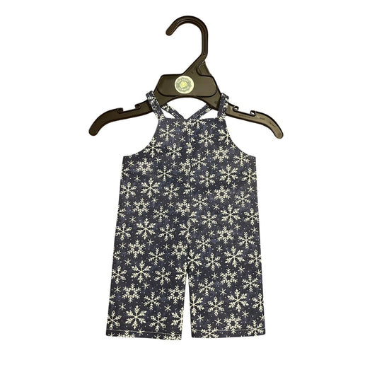 Handmade Overalls For Cabbage Patch Kid 16” Doll - Blue Winter Snowflake Holiday