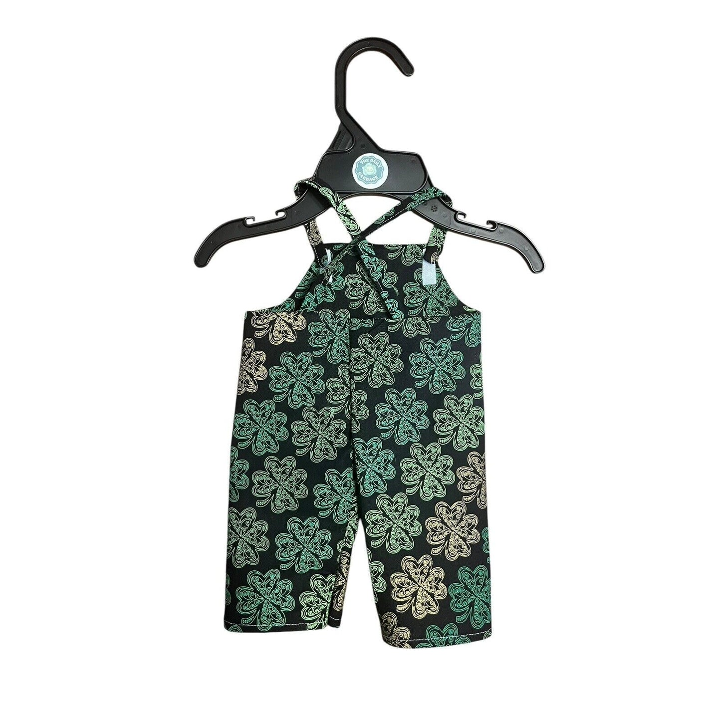 Handmade Overalls For Cabbage Patch Kid 16” Doll St Patrick Gold Green Shamrocks