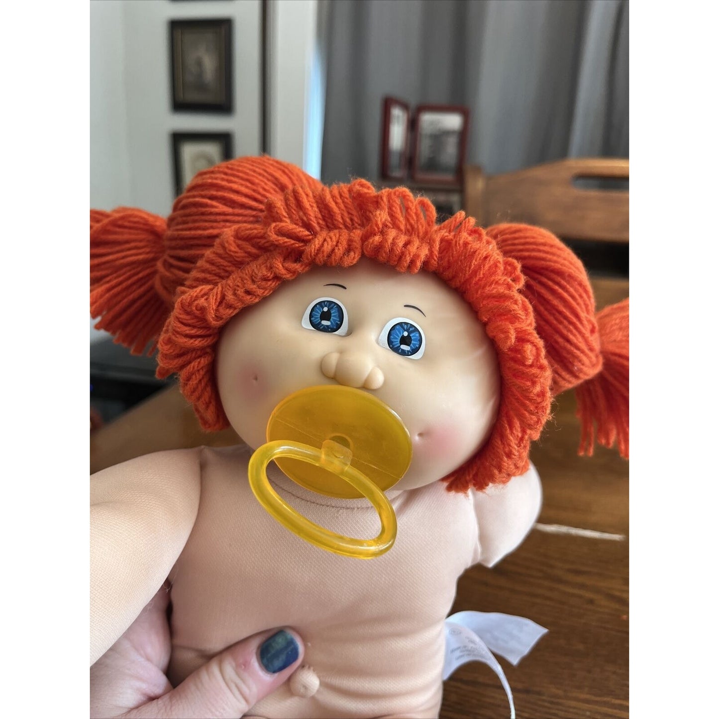 1980s Cabbage Patch Kid Red Pigtails Blue Eyes Paci IC1 Watermelon Overalls Cute