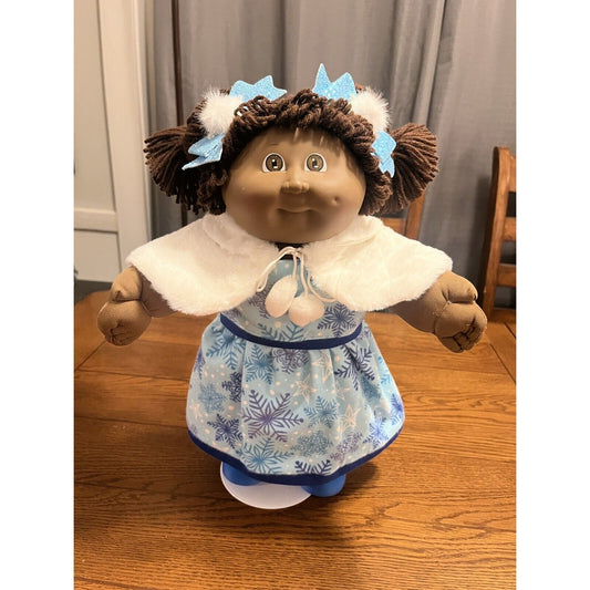 1980s Cabbage Patch Kid African American Girl Snowflake Dress Fur Cape Christmas