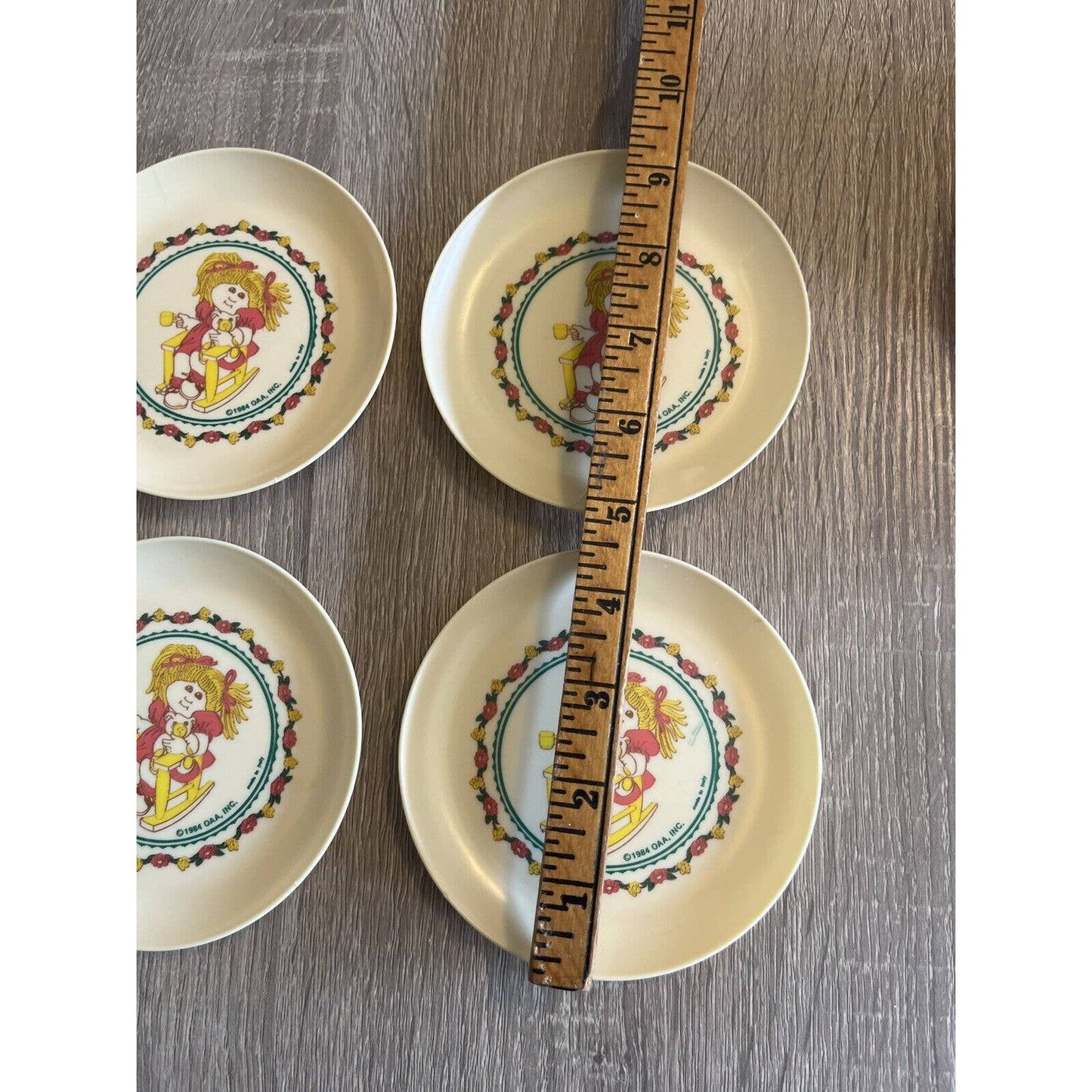 Cabbage Patch Kids Small Plastic Tea Set Plates (4) 1984 For Dolls Or Children