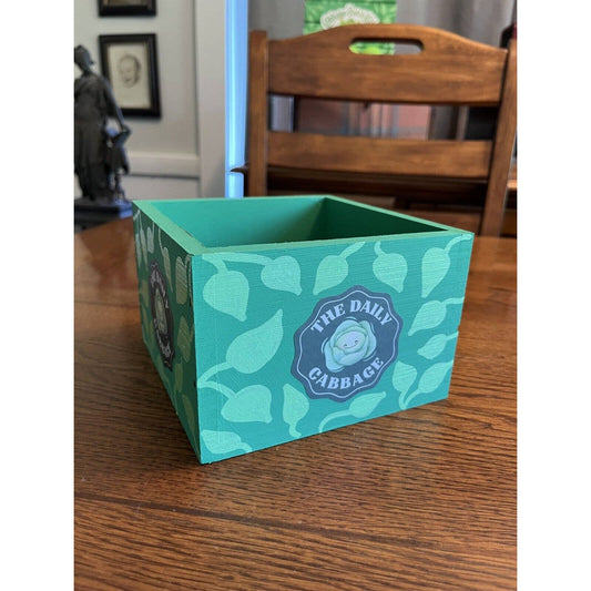 Custom Painted The Daily Cabbage Green Wood Storage Crate Vines Patch Kid