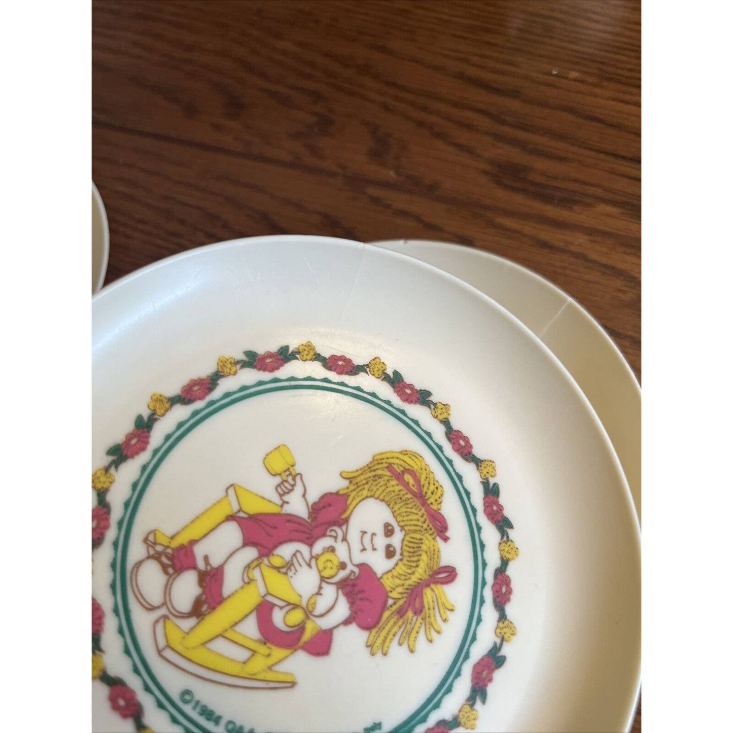 Cabbage Patch Kids Small Plastic Tea Set Plates (4) 1984 For Dolls Or Children